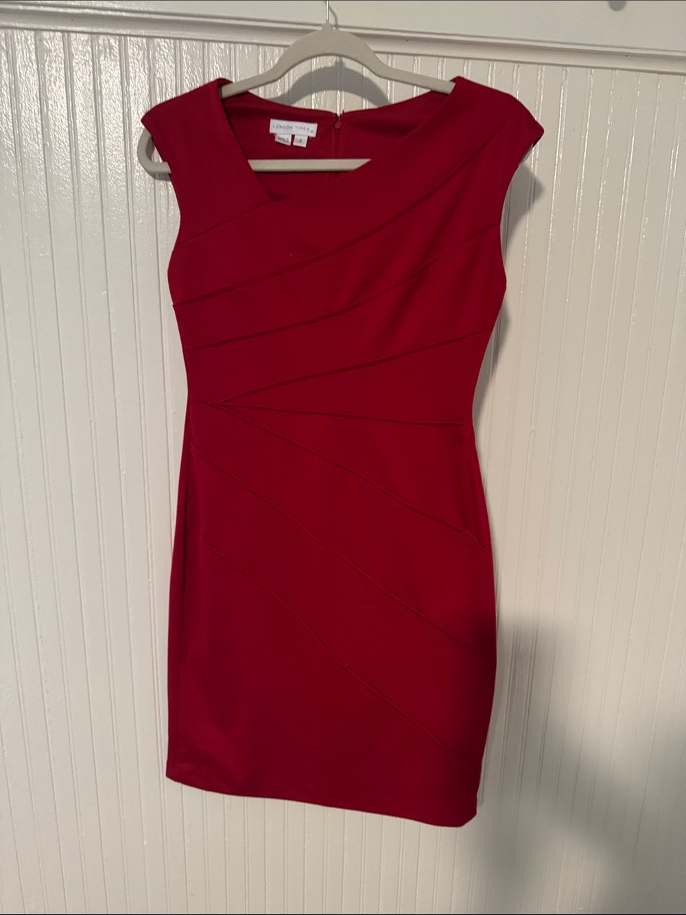 London Fog Red Cap-Sleeve Sheath Dress
